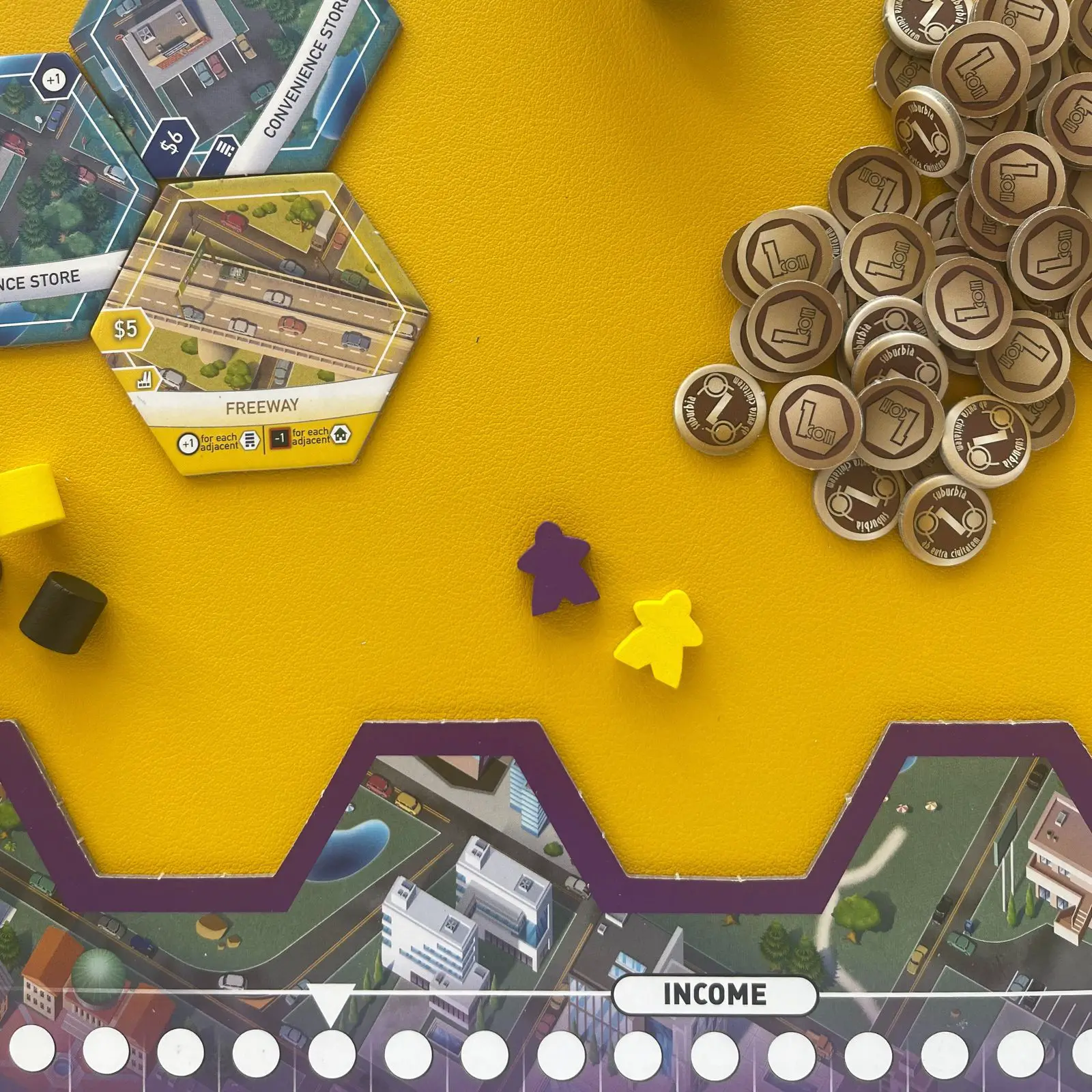 Cover image for board games like Suburbia - photo of suburbia game pieces
